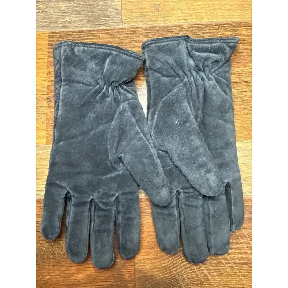Vintage Black Leather DuPont Thermolite Micro Insulated Gloves Sz‎ Medium
